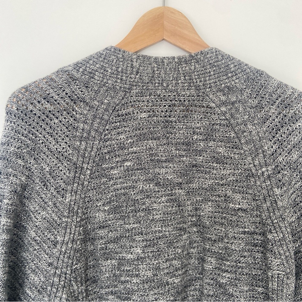BANANA REPUBLIC MELANGE GREY CHARCOAL OPEN KNIT COTTON CARDIGAN - Picture 9 of 11